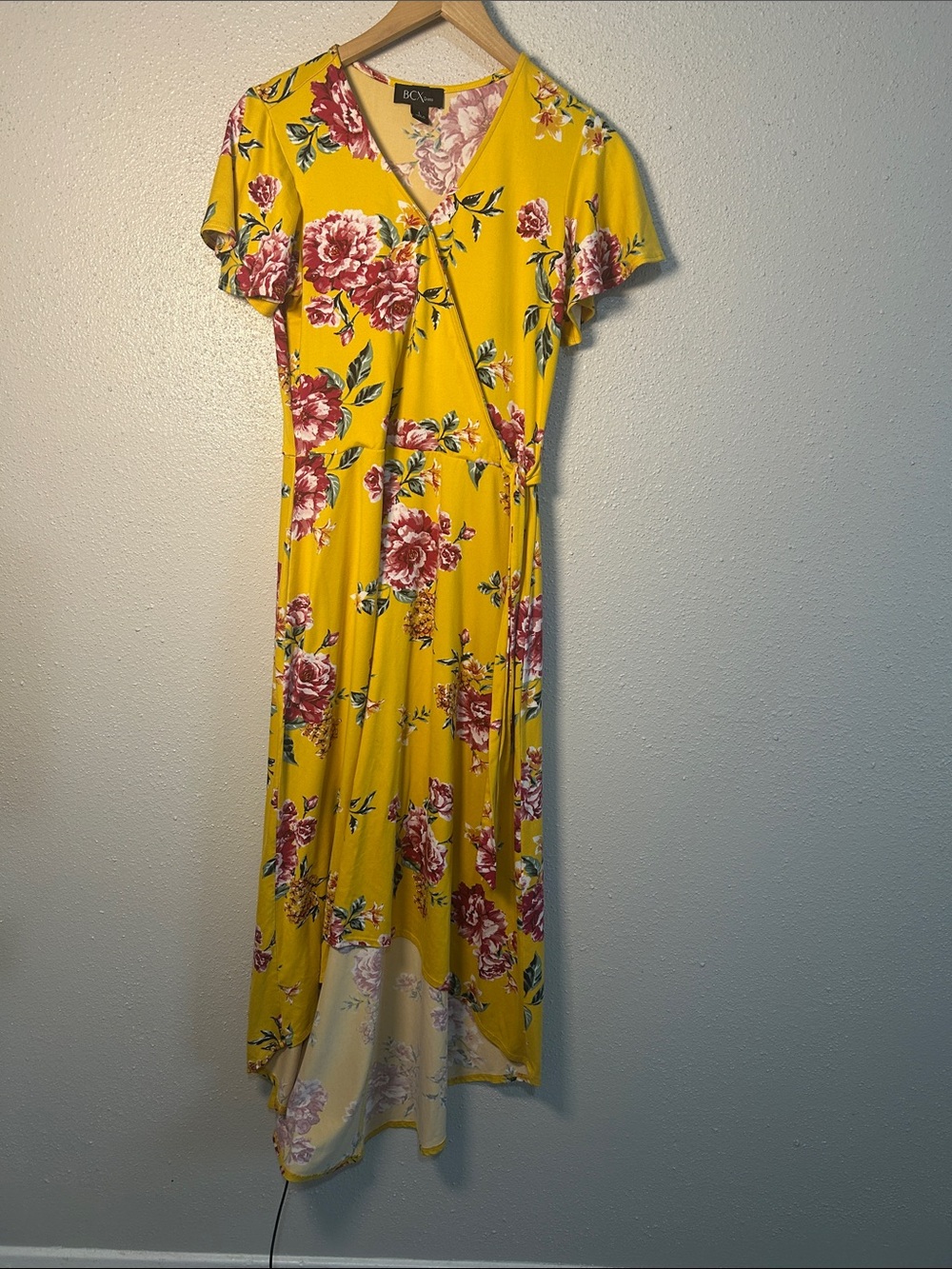BCX Floral High Low Yellow Dress Size L